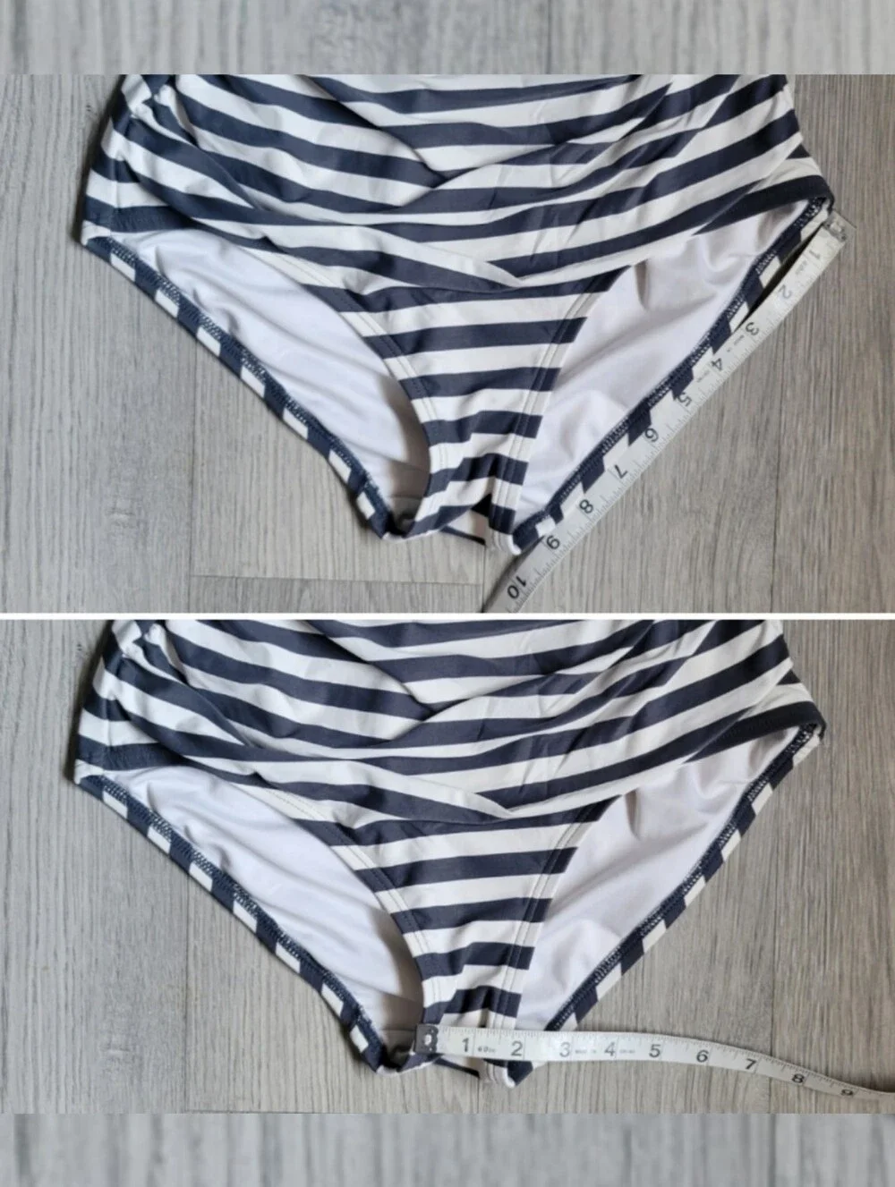 Michael Kors Logo Ring Halter Navy Off-White Nautical Striped Swimsuit, Women 8